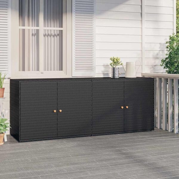 291128 - VIDA XL Dollap Ruajtjeje për Kopsht, i Zi 198x55,5x80 cm, Material Ratani Poliesterol