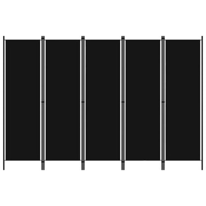 244479 - VIDAXL Ndarës Dhome me 5 Panele, Ngjyrë e Zezë 250x180 cm