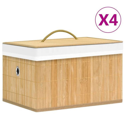 333315 - VIDAXL Kuti Ruajtjeje prej Bambuje 4 copë