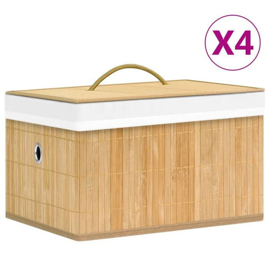 333315 - VIDAXL Kuti Ruajtjeje prej Bambuje 4 copë
