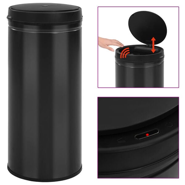 244481 - VIDAXL Kosh Plehrash Automatik me Sensor 80 L Çelik Karboni i Zi