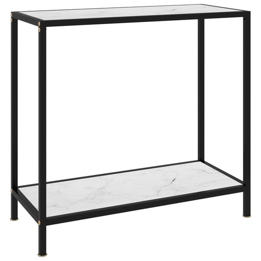 333127 - Tavolinë Konsole e Bardhë 80x35x75 cm Xham i Temperuar
