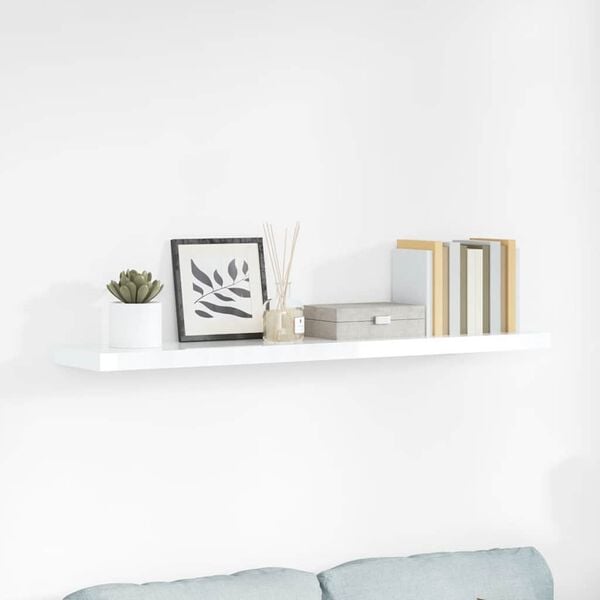 334120 - VIDAXL Raft Muri Lundrues, i Bardhë, MDF, 120x23,5x3,8 cm