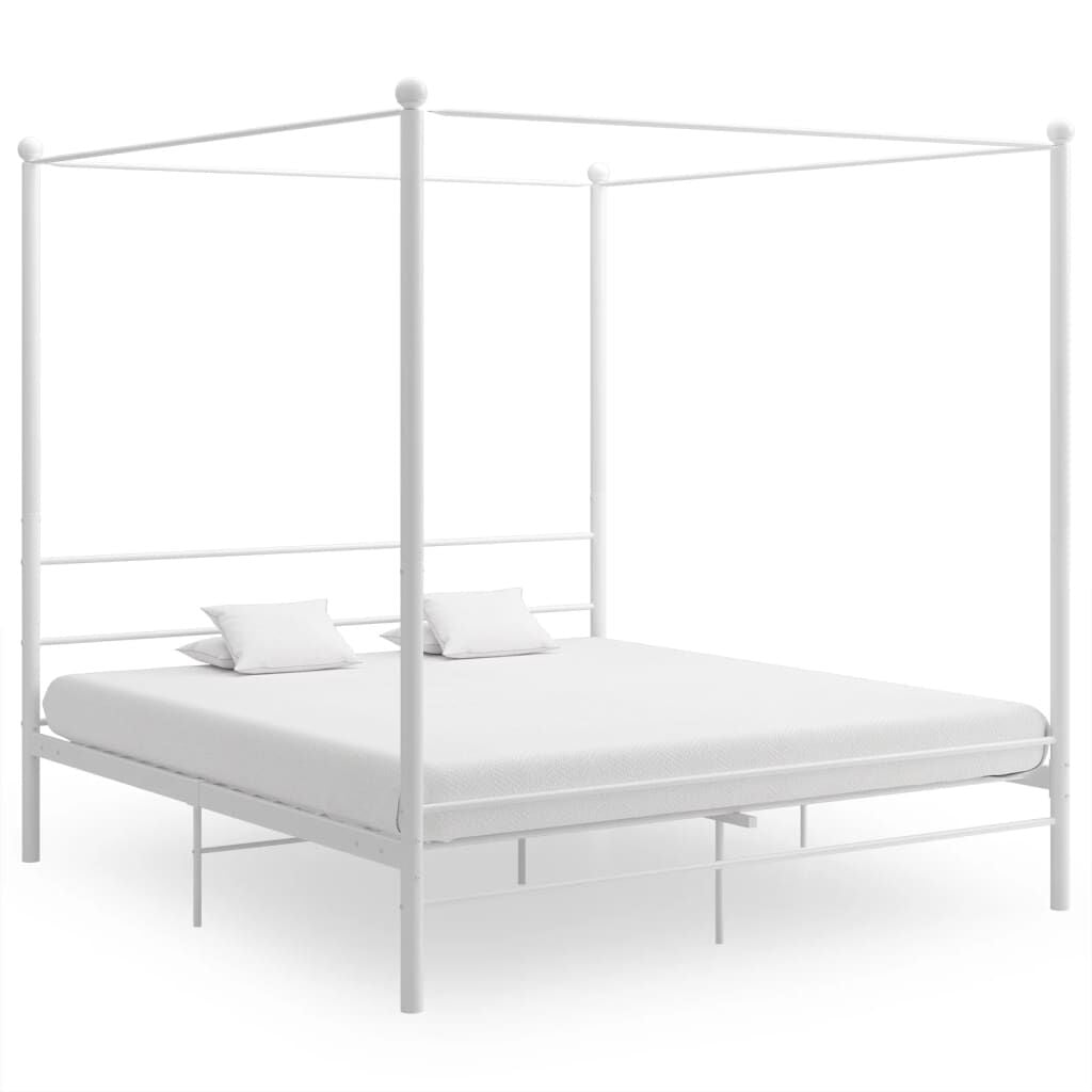 265147 - VIDA XL Kornizë Krevati me Tendë pa Dyshek, Metal i Bardhë 200x200 cm