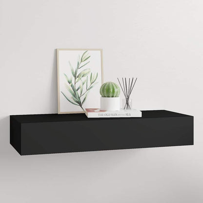 280151 - VIDAXL Raft sirtari i montuar në mur, ngjyrë e zezë 60x23,5x10 cm, MDF