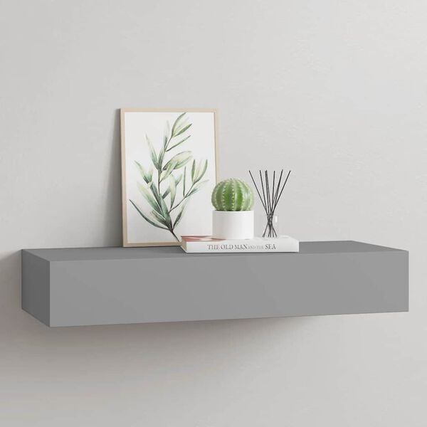 291141 - VIDAXL Raft sirtari i montuar në mur, ngjyrë gri 60x23,5x10 cm MDF