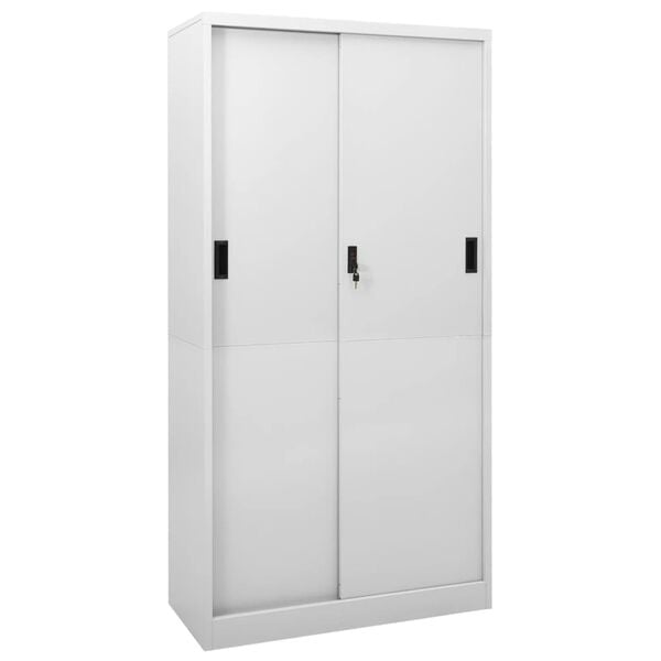 244492 - VIDAXL Dollap Zyre me Derë Rrëshqitëse, Ngjyrë Gri e Çelët 90x40x180 cm, Çelik