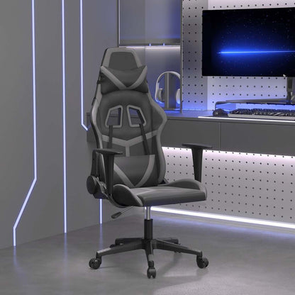 280165 - VIDA XL Karrige masazhi për lojëra, lëkurë artificiale e zezë dhe gri