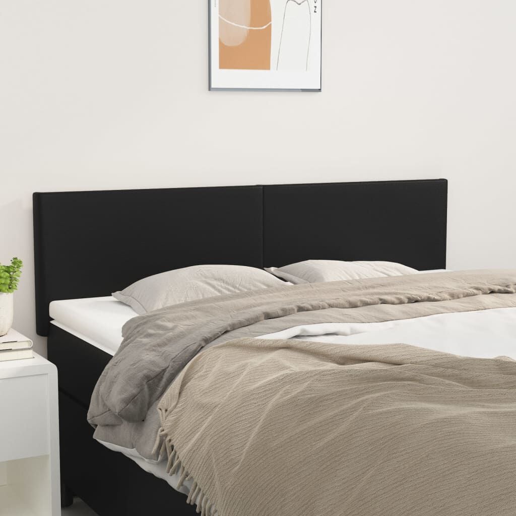 280166 - VIDA XL Kokë Shtrati e Zezë 144x5x78/88 cm, Lëkurë Artificiale