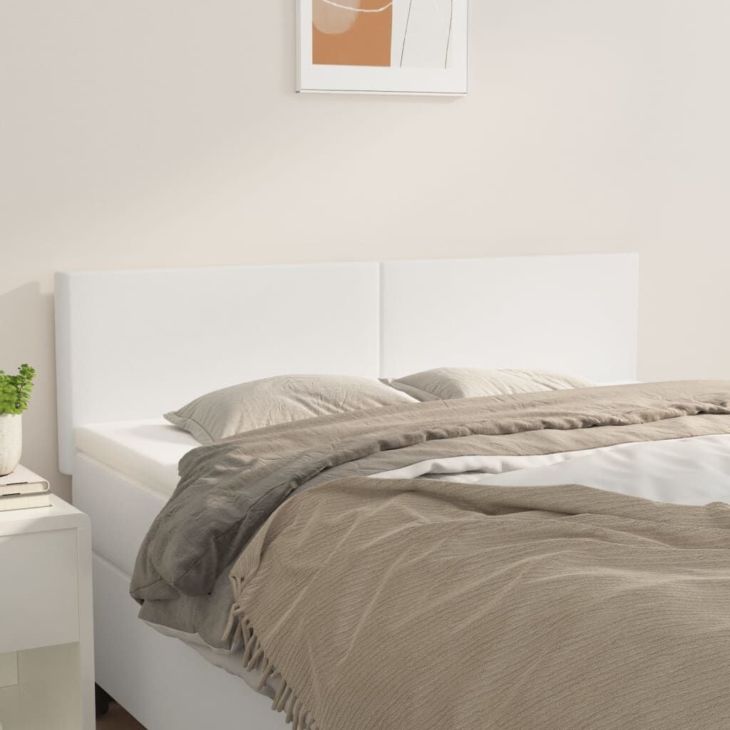 280167 - VIDA XL Kokë shtrati e bardhë 144x5x78/88 cm, Lëkurë artificiale
