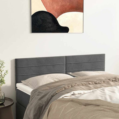 265162 - VIDA XL Kokë shtrati Gri e errët 144x5x78/88 cm Kadife