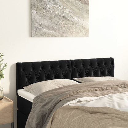 280171 - VIDAXL Kokë shtrati e zezë 160x7x78/88 cm Kadife