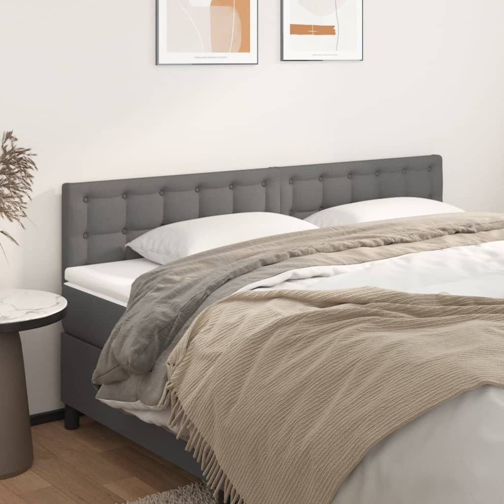280173 - VIDAXL Kokë shtrati Gri 160x5x78/88 cm Lëkurë artificiale