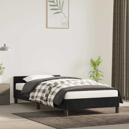 265167 - VIDA XL Kornizë shtrati me kokë shtrati pa dyshek, e zezë 90x200 cm, kadife