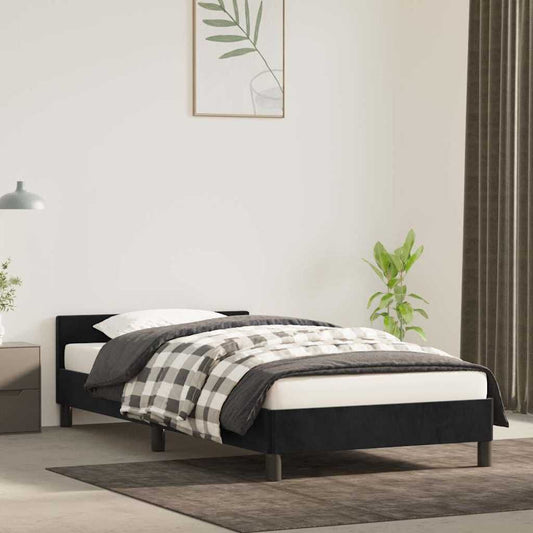 265167 - VIDA XL Kornizë shtrati me kokë shtrati pa dyshek, e zezë 90x200 cm, kadife