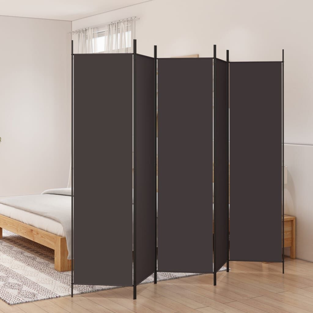 265174 - VIDAXL Ndarës Dhome me 5 Panele, ngjyrë kafe, 250x200 cm, pëlhurë