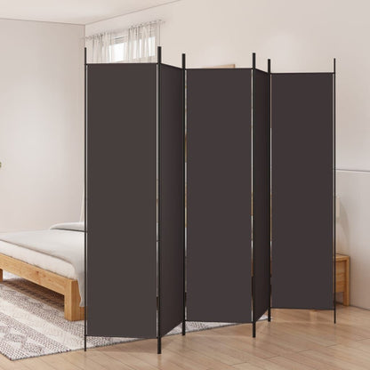 265174 - VIDAXL Ndarës Dhome me 5 Panele, ngjyrë kafe, 250x200 cm, pëlhurë