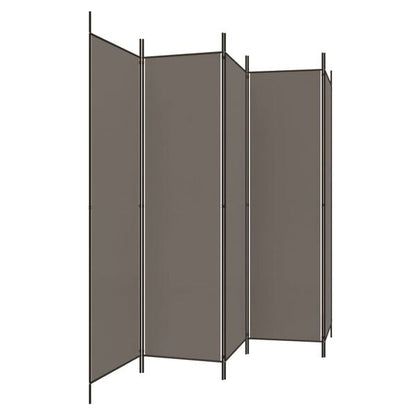 334134 - VIDAXL Ndarëse Dhome me 5 Panele, Ngjyrë Antraciti 250x200 cm, Pëlhurë