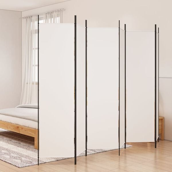 244526 - VIDA XL Ndarës Dhome me 6 Panele, i Bardhë 300x200 cm, Material