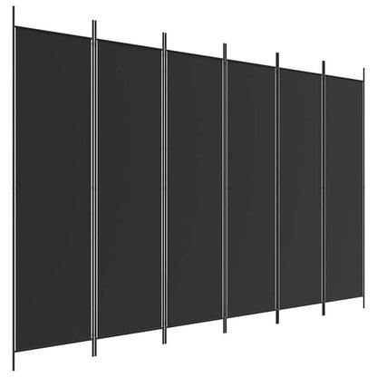 291171 - VIDAXL Ndarës Dhome me 6 Panele, Ngjyrë e Zezë 300x200 cm, Pëlhurë