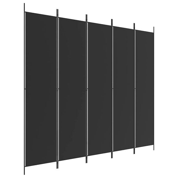 291173 - VIDAXL Ndarës Dhome me 5 Panele, E Zezë 250x220 cm, Pëlhurë