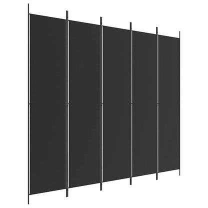 291173 - VIDAXL Ndarës Dhome me 5 Panele, E Zezë 250x220 cm, Pëlhurë