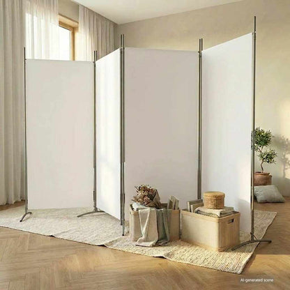 280188 - VIDAXL Ndarës Dhome me 4 Panele, E Bardhë 346x180 cm, Pëlhurë