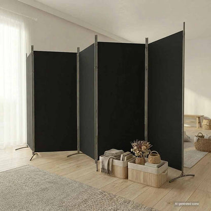 265178 - VIDAXL Ndarës Dhome me 5 Panele, ngjyrë e zezë, 433x180 cm, material