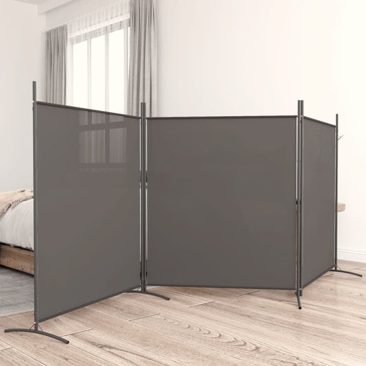 280192 - VIDAXL Ndarëse Dhome me 3 Panele, Ngjyrë Antraciti 525x180 cm, Pëlhurë