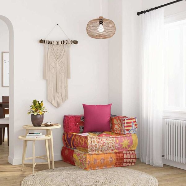 333165 - VIDA XL Puffe Modulare me Pëlhurë Patchwork të Jastëkut