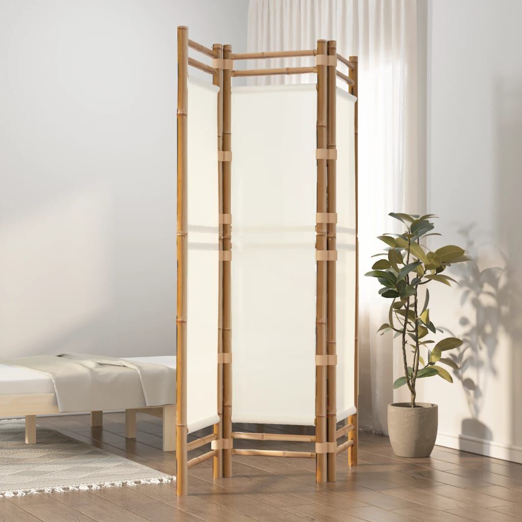 265182 - VIDA XL Ndarës Dhome me 3 Panele i Palosshëm 120 cm prej Bambuje dhe Kanavacë