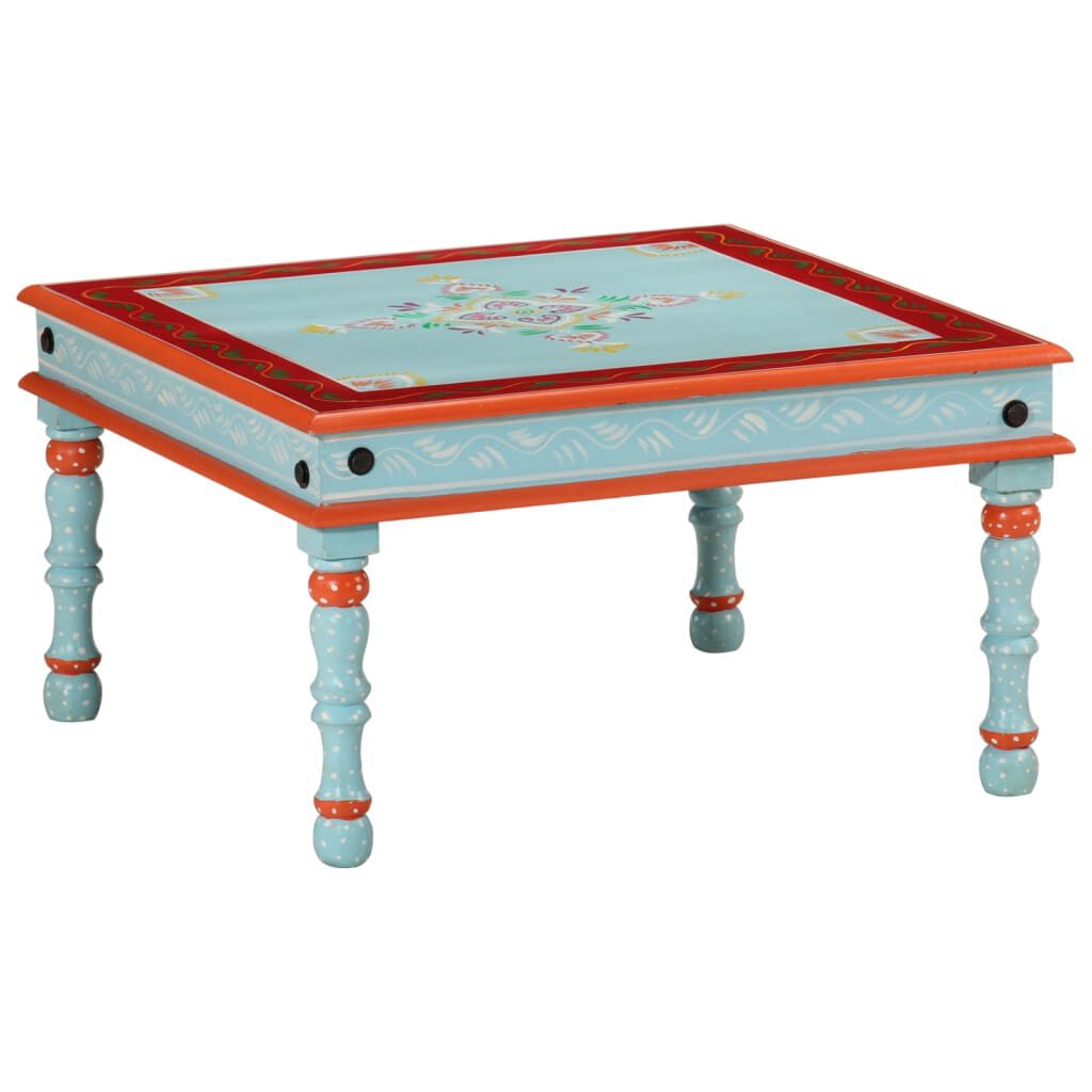 280205 - VIDAXL Tavolinë kafeje prej druri të fortë, ngjyrë blu, e lyer me dorë, ngjyrë mango
