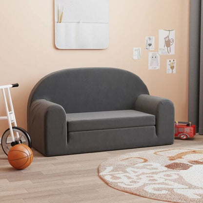 291199 - VIDAXL Divan-Krevat për Fëmijë me 2 Vende, Ngjyrë Antraciti, Pelush i Butë