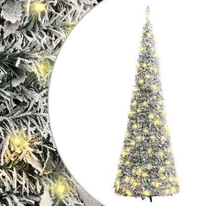 181591 - vidaXL Pemë Artificiale Krishtlindjesh me Dritë – Flocked Snow, 150 LEDs, 180 cm