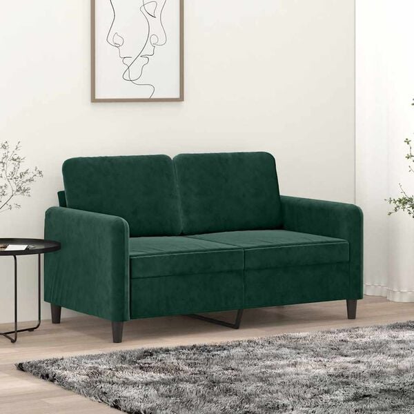 334256 - vidaXL Divan Dyvendësh prej Kadifeje 120 cm Ngjyrë Jeshile e Errët