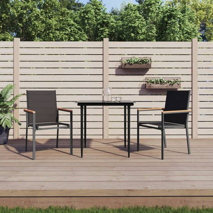 334171 - VIDA XL Karrige kopshti 2 copë të zeza 55x61,5x90 cm Tekstilin dhe çelik