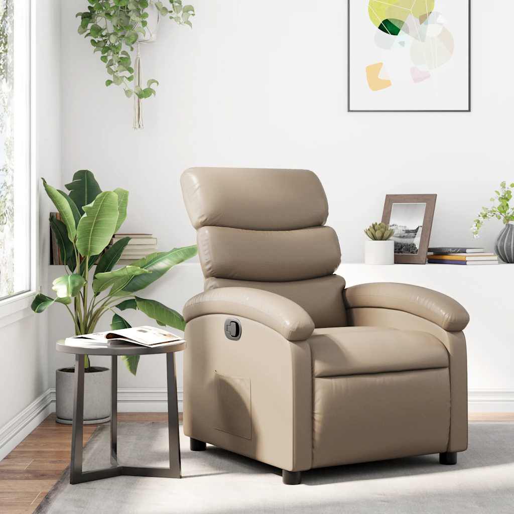 280265 - VIDA XL Karrige me mbështetëse Cappuccino prej lëkure artificiale