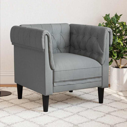 280273 - VIDA XL Divan Kolltuk Chesterfield, Ngjyrë Gri e Çelët, Pëlhurë