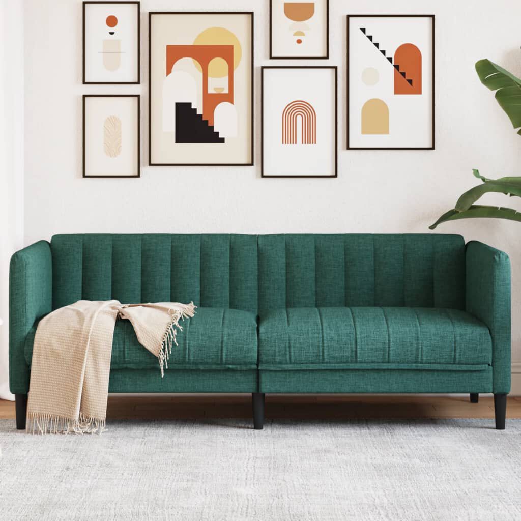 265260 - VIDA XL Divan 2-Vendësh, Material Jeshile i Errët