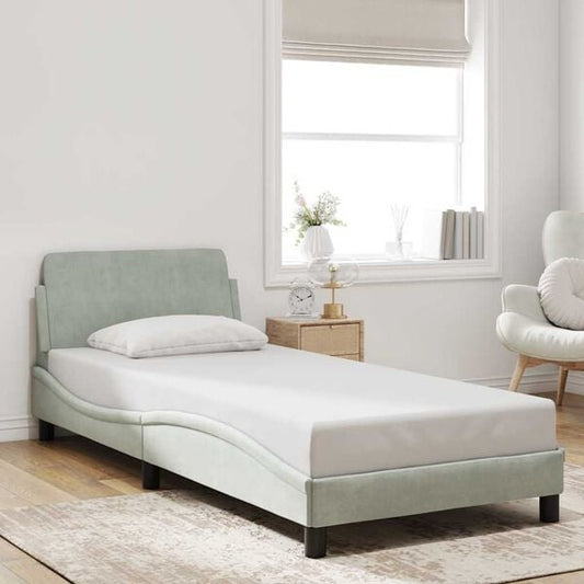 291259 - VIDAXL Kornizë shtrati "Dover" Gri e çelët 80x200 cm Kadife
