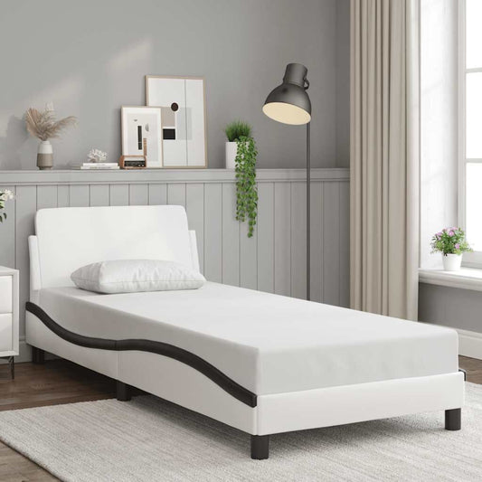 265261 - VIDA XL Kornizë shtrati "Dover" E bardhë dhe e zezë 90x190 cm Lëkurë artificiale