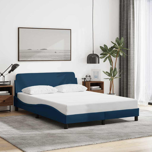 265263 - VIDA XL Kornizë shtrati me kokë shtrati "Dover" Blu 140x190 cm Pëlhurë