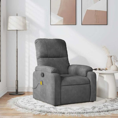 334199 - VIDA XL Karrige masazhi me mbështetëse, prej pëlhure mikrofibre, gri e errët