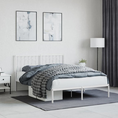 265268 - VIDA XL Kornizë shtrati metalike pa dyshek me kokën e shtratit, e bardhë 135x190 cm