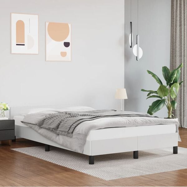 334210 - VidaXL Kornizë shtrati pa dyshek, e bardhë 120x190 cm, lëkurë artificiale
