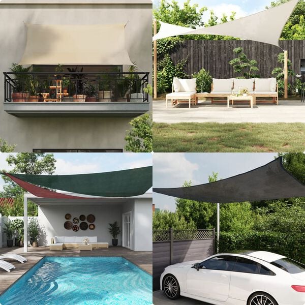 291279 - VIDAXL Tendë dielli me vela 160 g/m² Drejtkëndëshe Gri e çelët 6x8 m HDPE