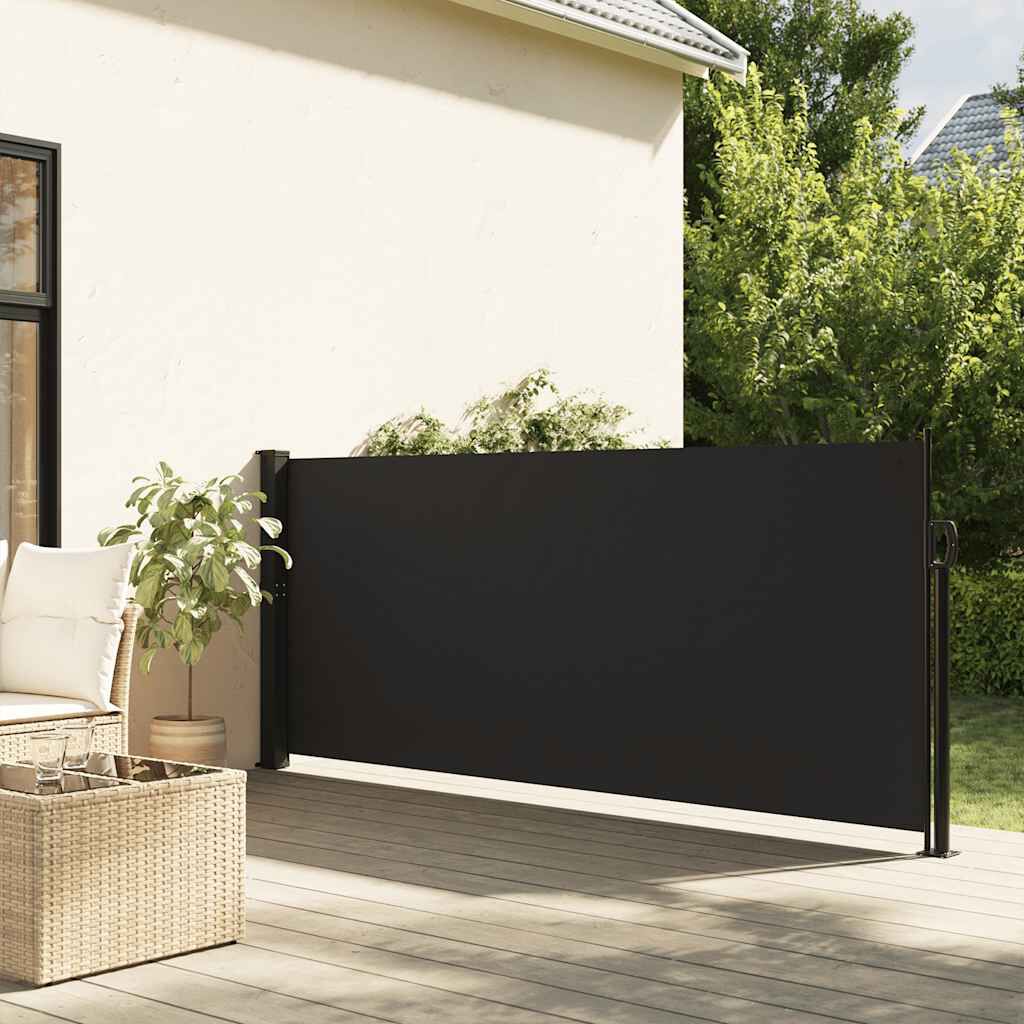 280303 - VIDA XL Tendë anësore e tërheqshme, e zezë 140x300 cm