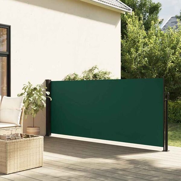 291291 - VIDAXL Tendë anësore e tërheqshme, jeshile e errët 120x500 cm