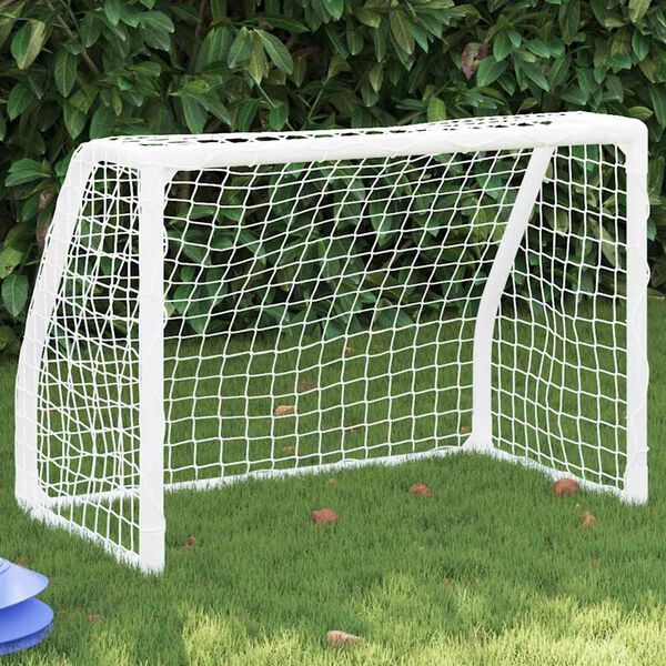 244638 - VIDA XL Porta Futbolli për Fëmijë 2 copë me Top 64x35x48 cm Metalike të Bardha