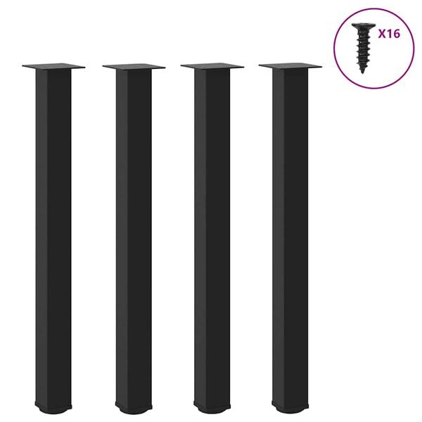 291312 - VIDAXL Këmbë Tavoline Bari 4 copë, të Zeza, Çelik 90-92 cm